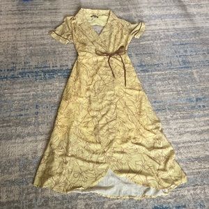 Honey Punch Yellow and Brown Floral Wrap Dress